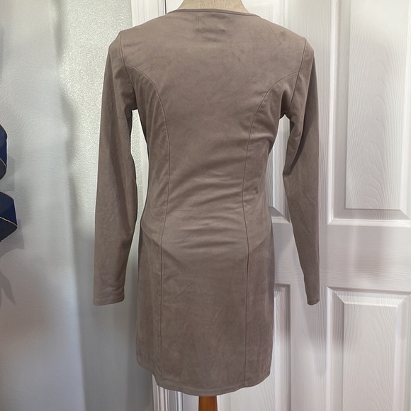 Kendall & Kylie dress mini gray body con faux suede cut out women’s size small S - Picture 8 of 10